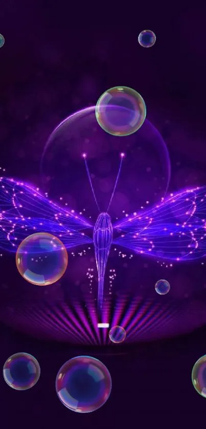 Stunning purple neon butterfly wallpaper design with futuristic glow.