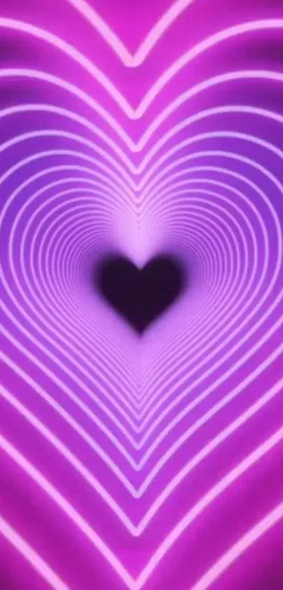 Purple neon heart pattern with glowing lines.