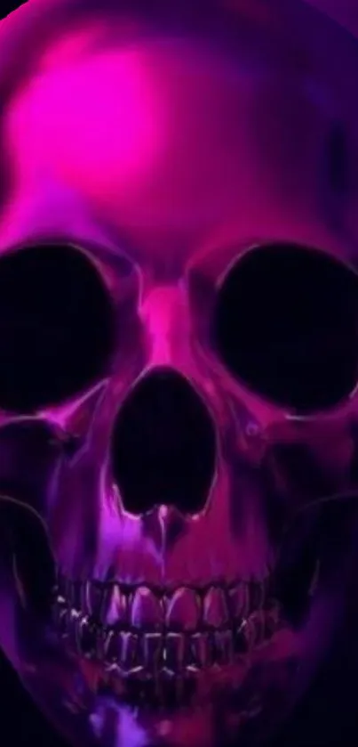 Striking purple neon skull wallpaper for mobile device.