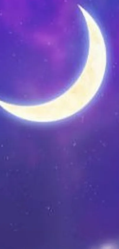 Purple night sky with crescent moon wallpaper.