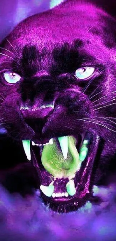 Striking purple panther with vivid colors, perfect for mobile wallpaper.