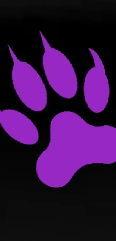 Purple paw print with snowy forest background.