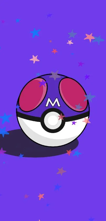 Purple Pokeball mobile wallpaper background.