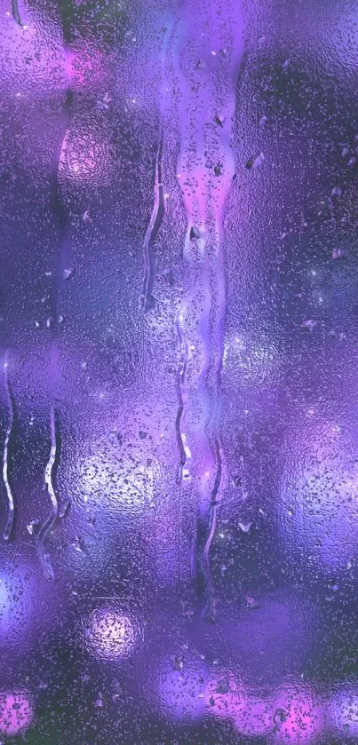 Purple raindrop wallpaper with a rainy glass effect.