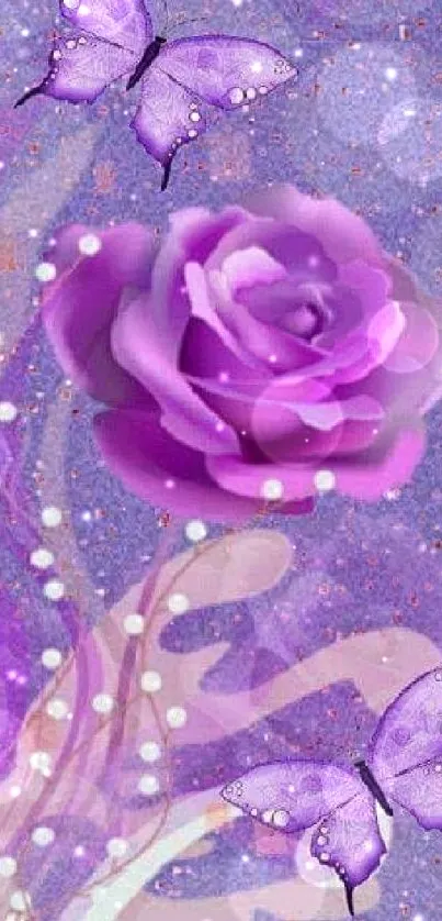 Purple rose and butterflies mobile wallpaper