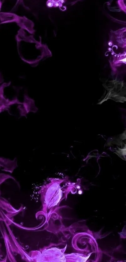 Purple smoke art on black background.