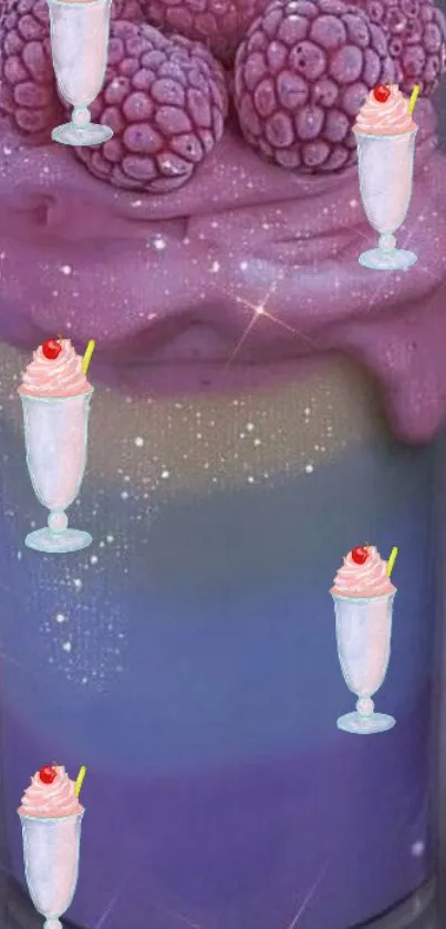 Purple milkshake with sparkles and a dreamy artistic flair.