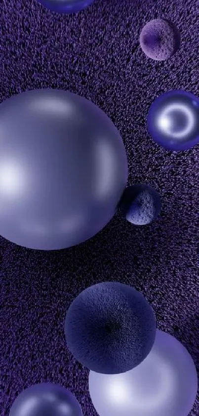 Purple 3D spheres on textured background.