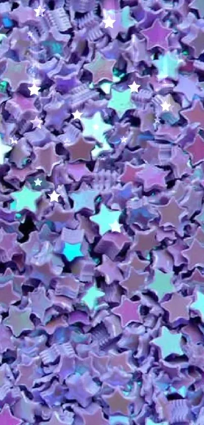 Purple star glitter wallpaper with shiny effects.