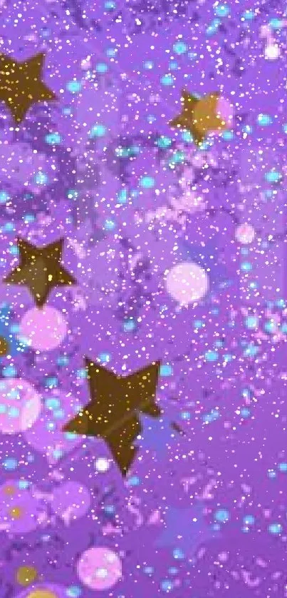 Vibrant purple wallpaper with stars and whimsical patterns for mobile screens.