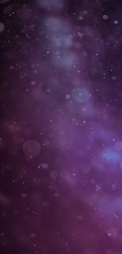 Purple starry night wallpaper with ethereal cosmic dust and glowing effects.