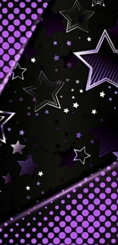 Purple and black starry night mobile wallpaper with abstract design.