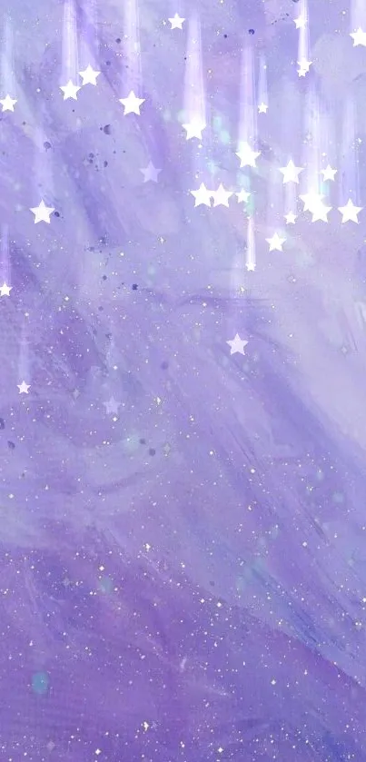 Purple wallpaper with starry night theme and celestial elements.