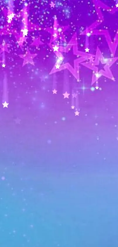 Purple starry sky wallpaper with twinkling stars.