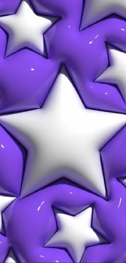 3D white stars on purple background wallpaper.