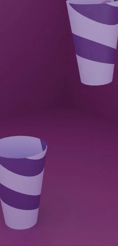 Purple striped cups with gradient background.