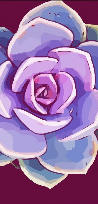 Purple succulent illustration wallpaper, perfect for mobile devices.