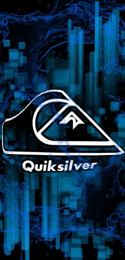 Quiksilver abstract blue and black mobile wallpaper with digital elements.