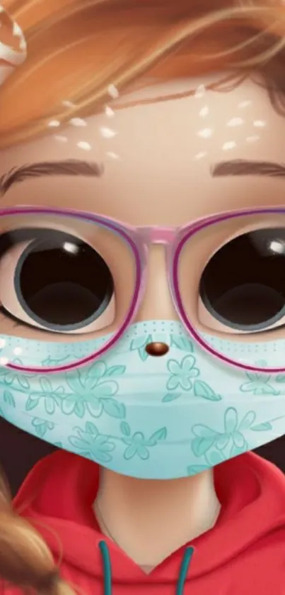 Cute cartoon avatar with deer ears, glasses, and mask.