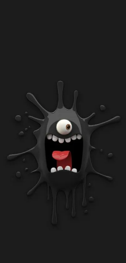 Quirky monster on black splash background.