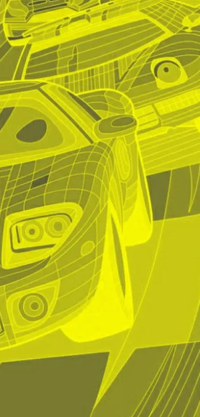 Dynamic line art racing cars in yellow design.