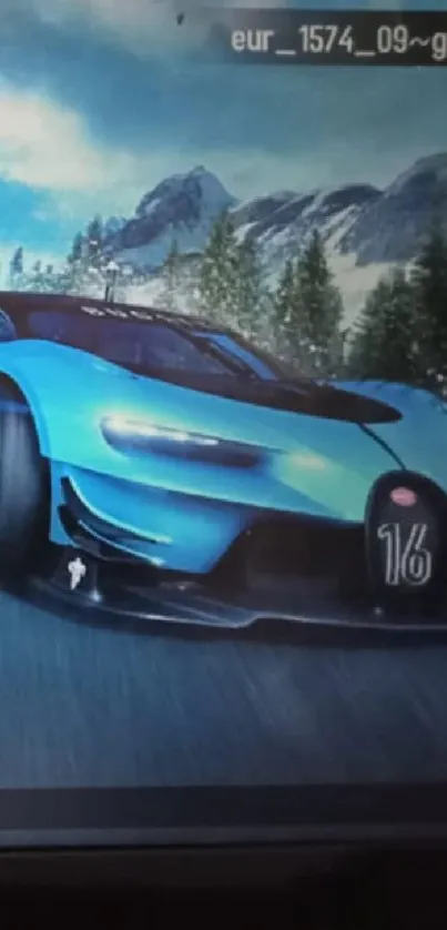 Asphalt 8 supercars racing on a mountain road wallpaper.