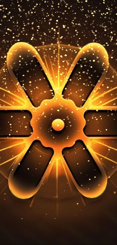 Radiant golden abstract design with light effects on mobile wallpaper.