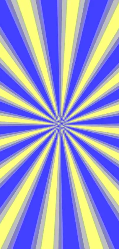 Vibrant blue and yellow starburst wallpaper pattern.