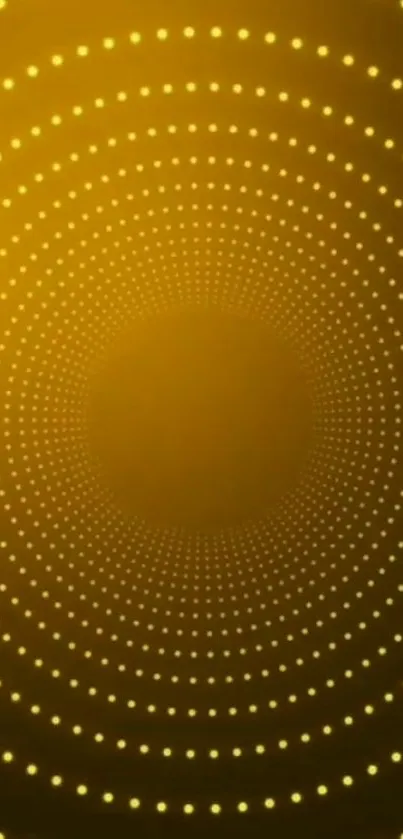 Radiant gold concentric circle wallpaper with luminous dots and warm hues.