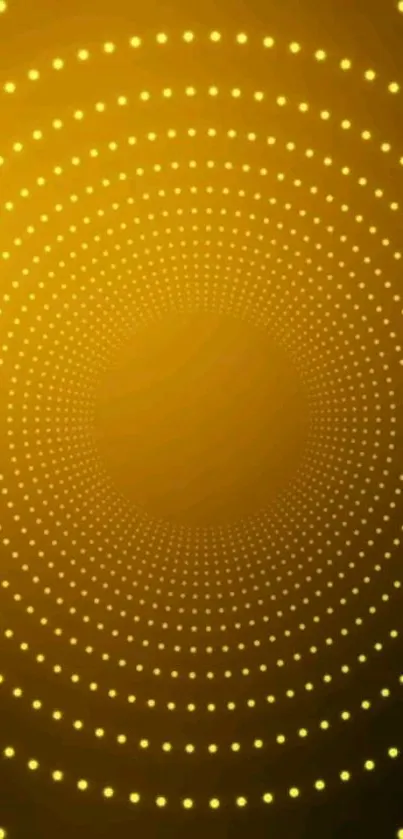 Golden dots forming concentric circles on a stylish phone wallpaper.