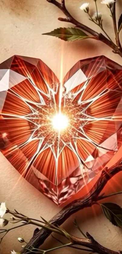 Heart-shaped gemstone with floral design.