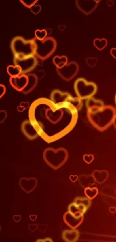 Red and gold glowing heart wallpaper background.