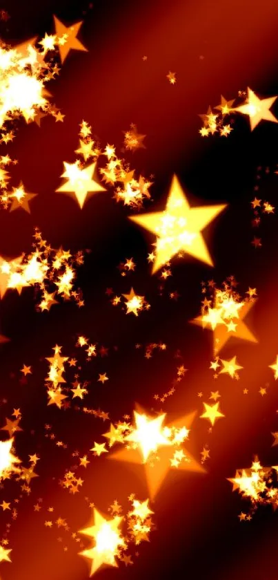 Radiant star burst wallpaper with glowing orange stars on a black background.