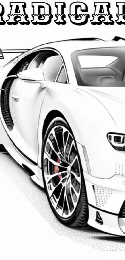 Radical sports car wallpaper with bold design in sleek white color.