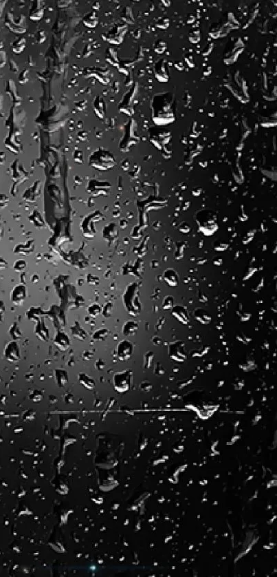 Dark mobile wallpaper with raindrops on a black background.