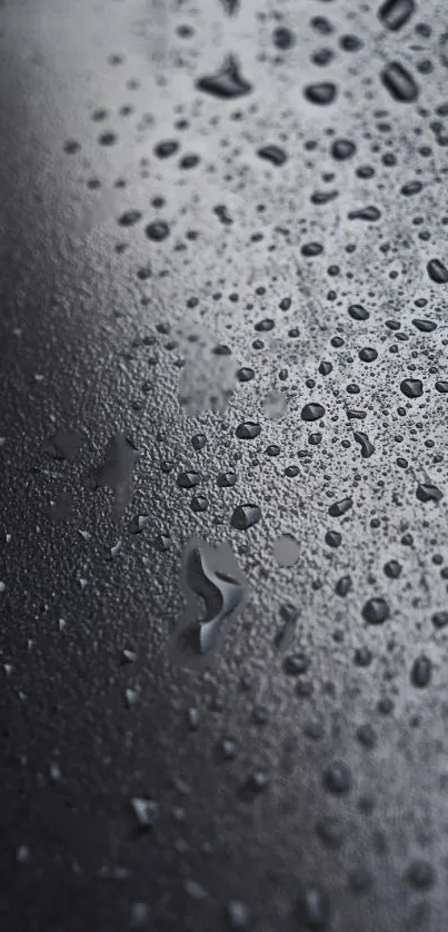 Dark grey phone wallpaper with raindrops on a textured surface.