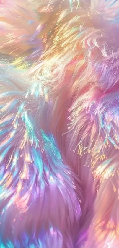 Vibrant rainbow-colored fur texture wallpaper for mobile devices.