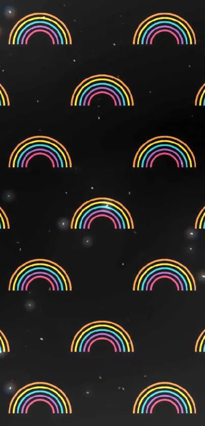 Vibrant rainbow pattern on a black background, perfect for phones.