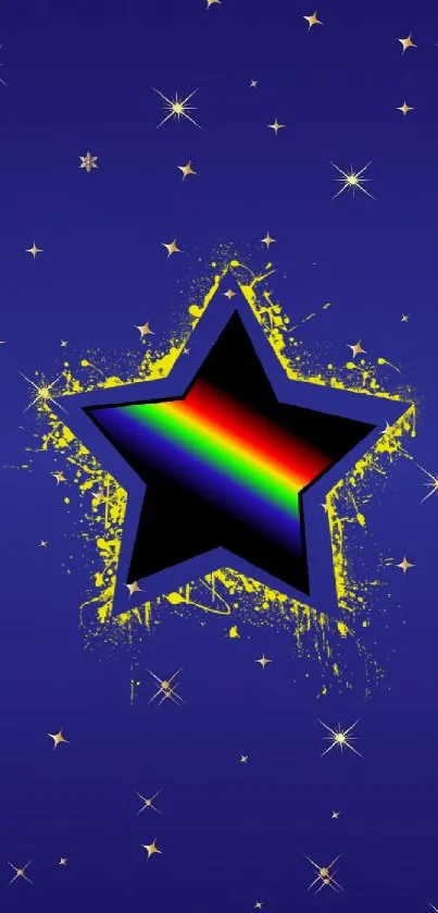 Colorful star wallpaper with blue galaxy.