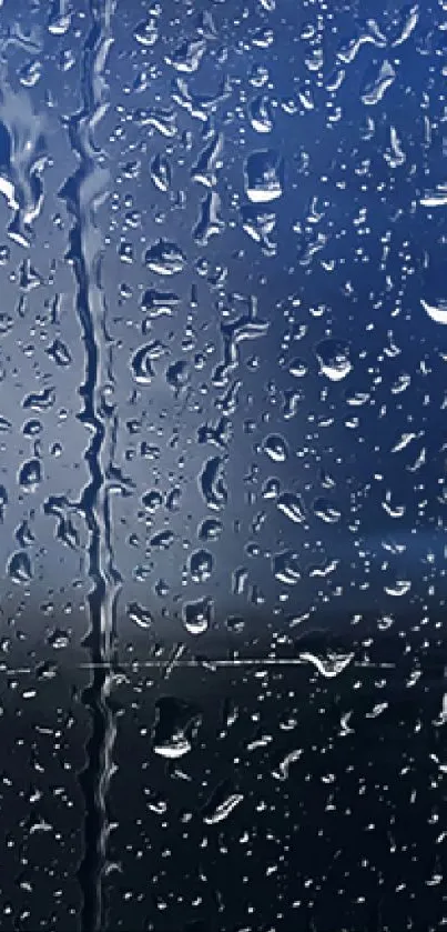 Raindrops on a blue background for mobile wallpaper.