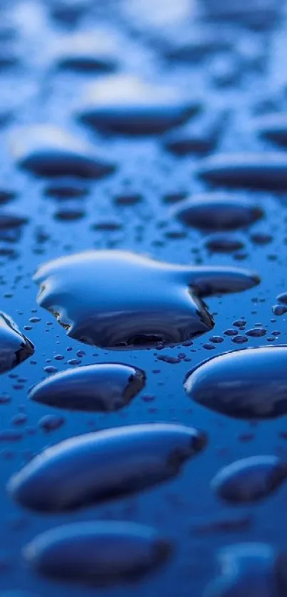 Blue raindrop texture on a smooth surface wallpaper.