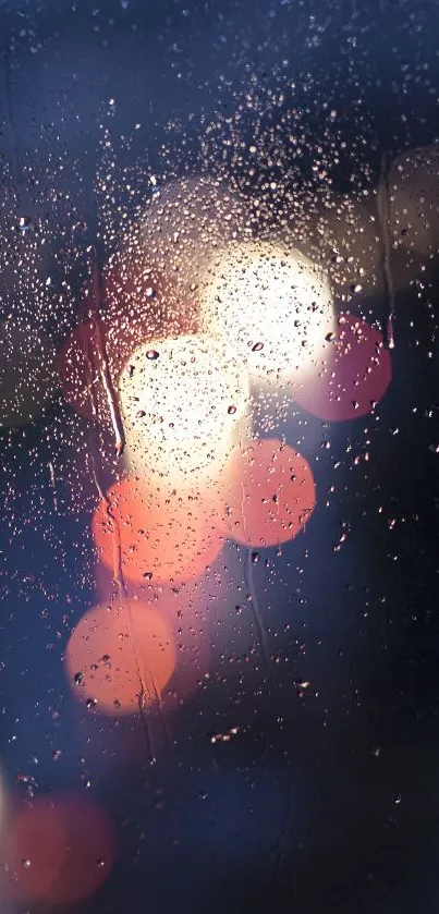 Raindrop bokeh wallpaper with colorful lights.