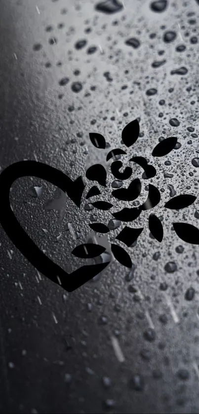 Heart and raindrop textured wallpaper for mobile screen.