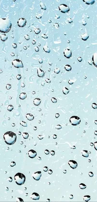 Mobile wallpaper with raindrops on a light blue background.