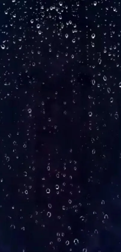 Dark blue wallpaper with raindrops on glass.