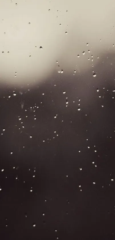 Raindrops on a glass pane creating a serene atmosphere.