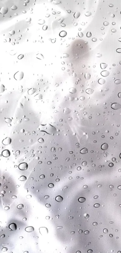 Light grey wallpaper with raindrop pattern.