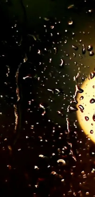 Raindrops on glass with soft light, mobile wallpaper