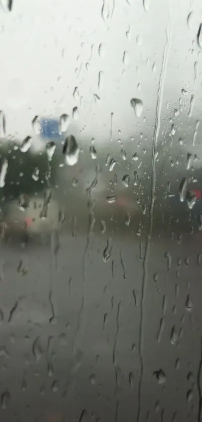 Raindrops on a window creating a calming wallpaper.