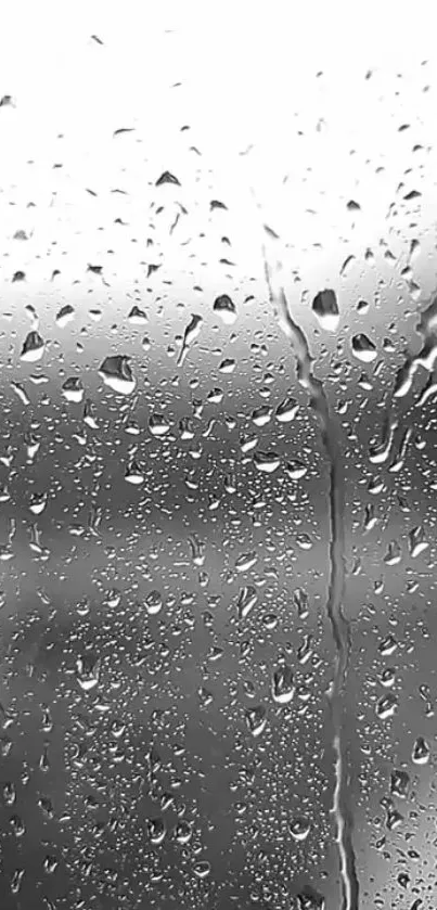 Raindrops on a glass surface, grayscale mobile wallpaper